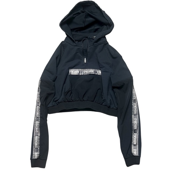 Gymshark Block Cropped Quarter Zip Hoodie Activewear Pocket Front Logo Size M - Picture 1 of 4